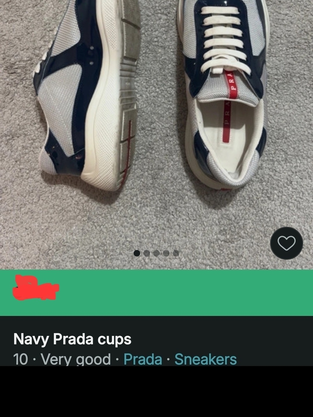 Prada Navy and White Athletic Sneakers